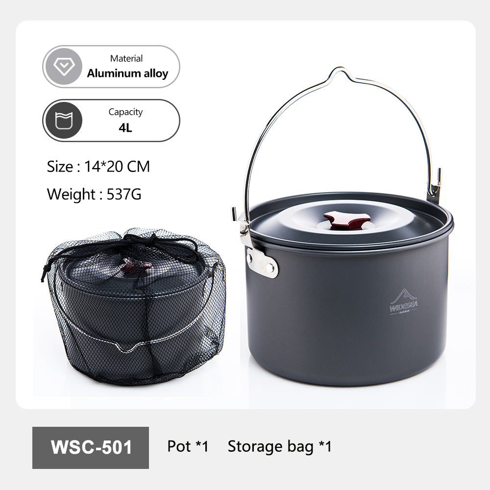 Camping Cooking Utilities - Widesea Hard Anodized Aluminum Camping Pot