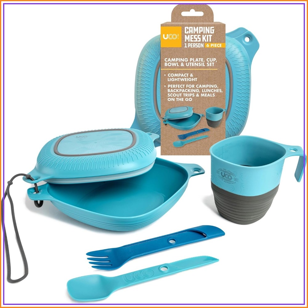 Camp Spork Set - Camping Mess Kit: Bowl, Plate, Collapsible