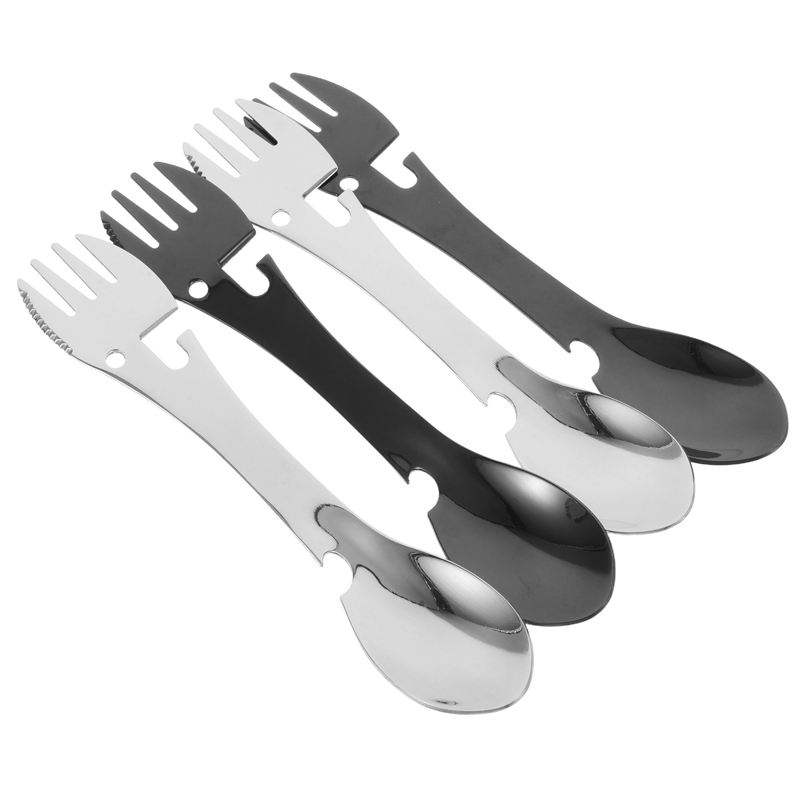 Camp Spork Set - 4Pcs Stainless Steel Multifunctional Spork Fork