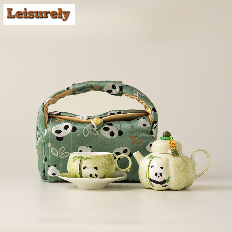 Camping Cooking Utilities - Hand-painted Panda Travel Tea Set Kit