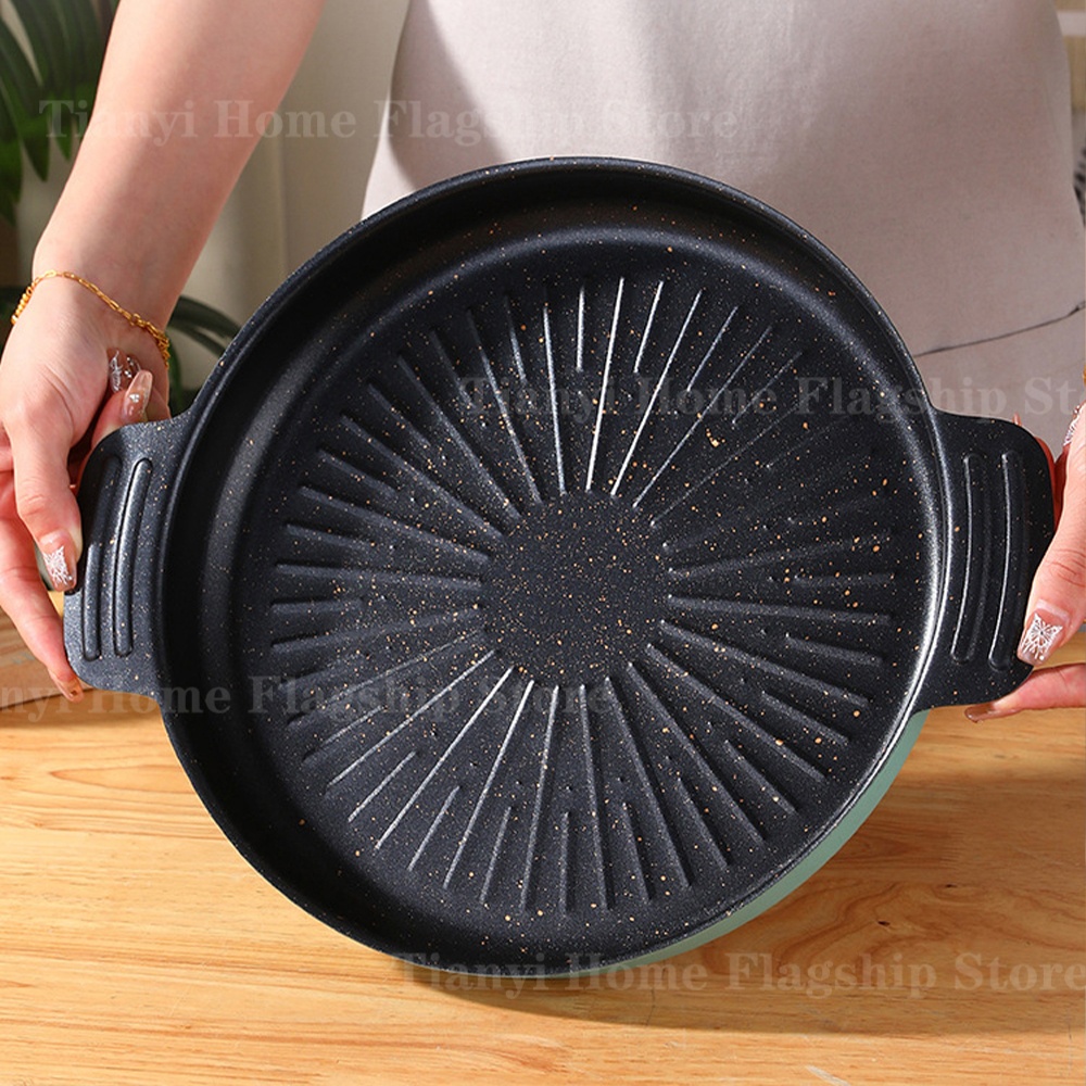 Camping Cooking Bbq - Grill Pan Round Non-Stick Barbecue Plate