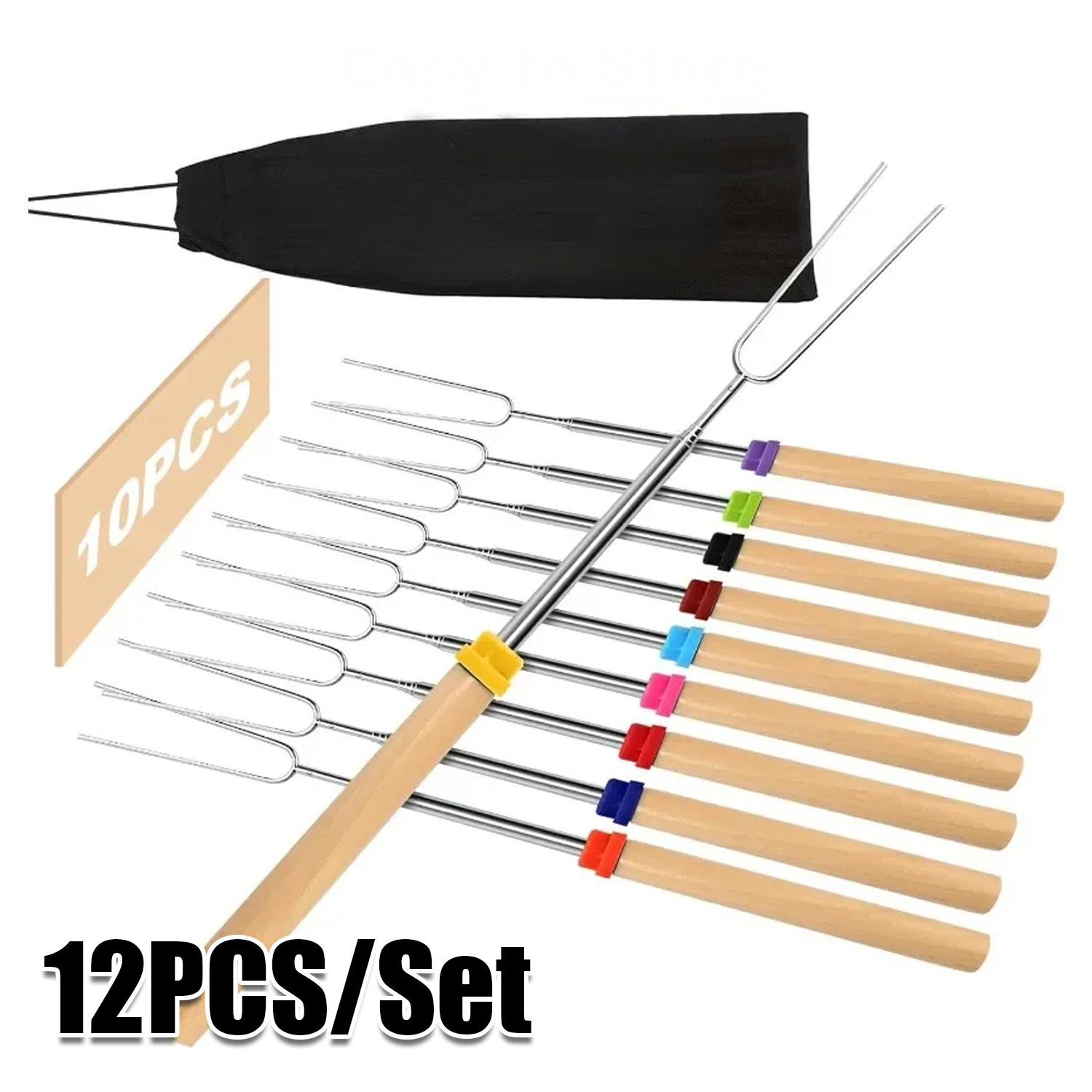 Camping Cooking Bbq - Stainless Steel Extendable Long Fork Roasting