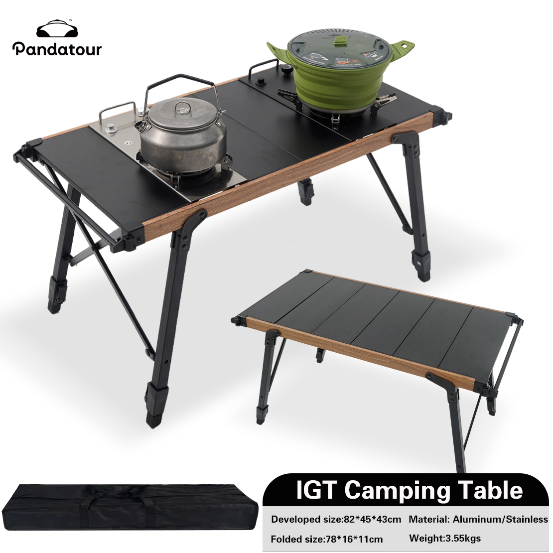 Campfire Cooking - Pandatour IGT Camping Table Folding Aluminum