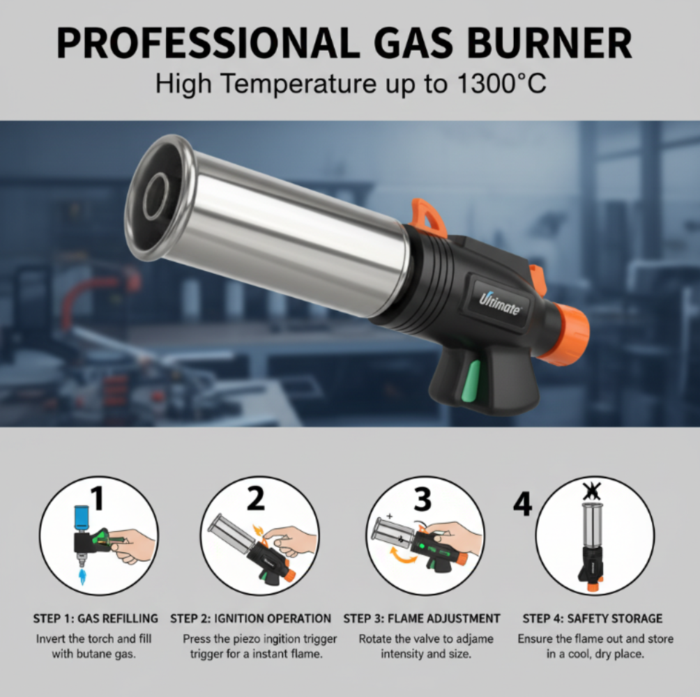 Camping Cooking Flame - Portable Metal Butane Gas Torch Flame