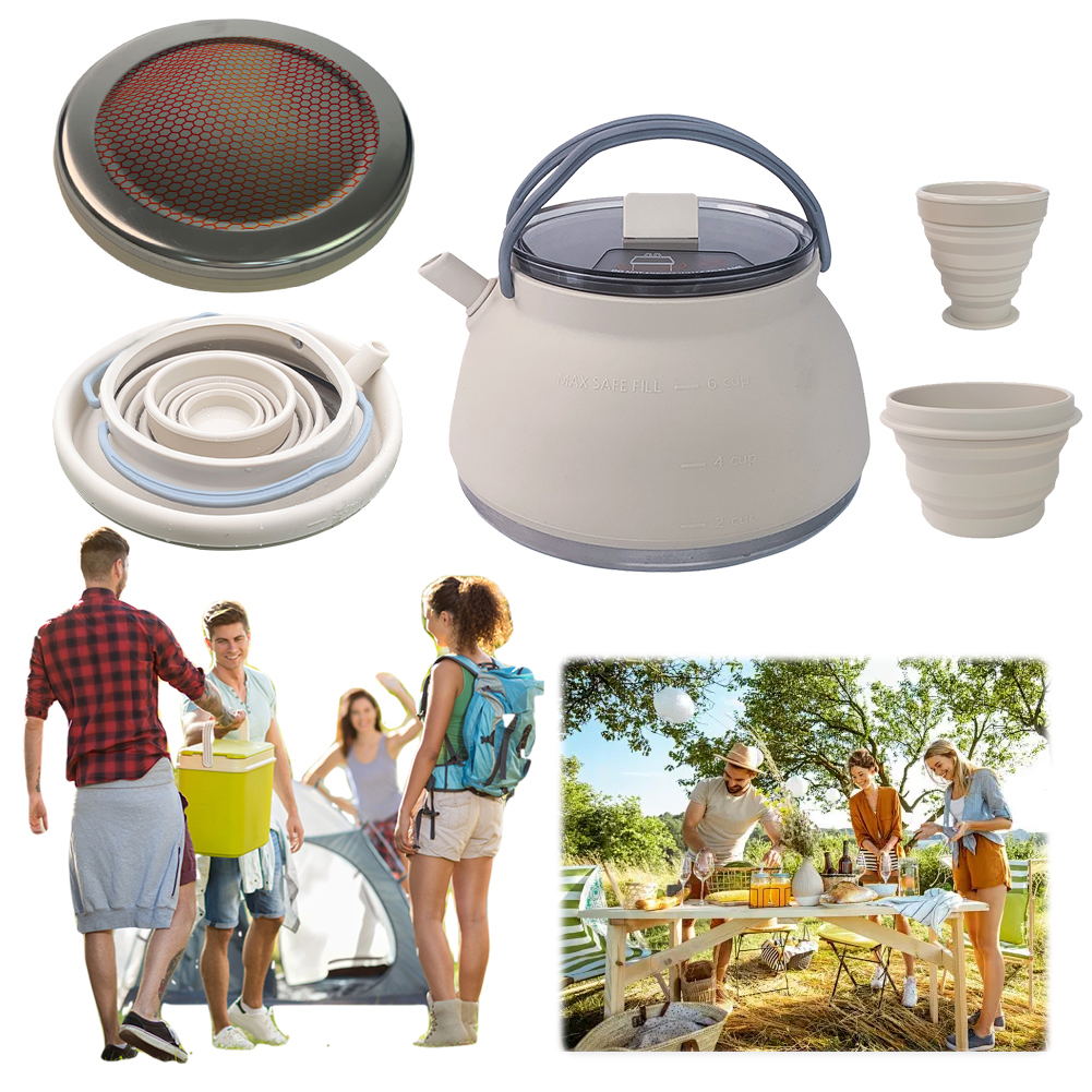 Outdoor Folding Silicone Kettl - Camping Cooking Handle avis et prix