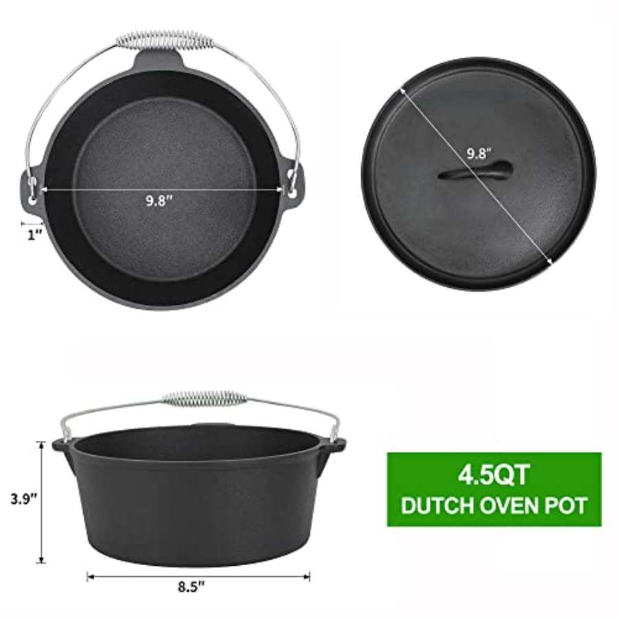 8 Piece Pre-Seasoned Dutch Ove - Vintage Camping Cooking Set avis et prix