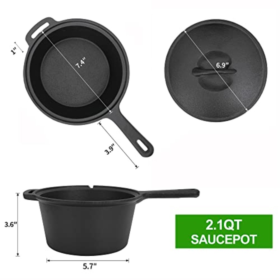 8 Piece Pre-Seasoned Dutch Ove - Vintage Camping Cooking Set avis et prix
