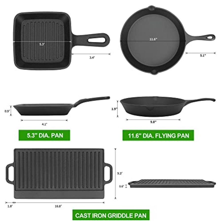 8 Piece Pre-Seasoned Dutch Ove - Vintage Camping Cooking Set avis et prix