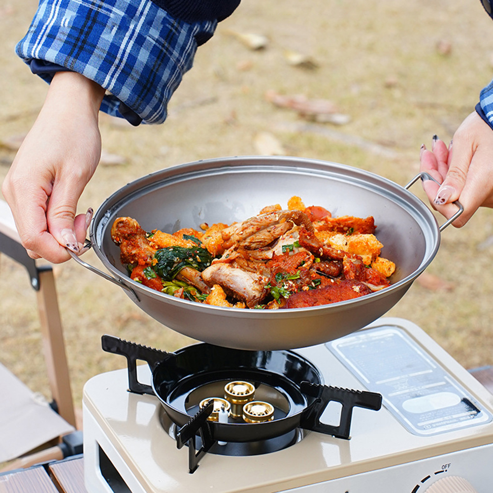 Titanium Wok Pan with Lid Doub - Camping Cooking Handle avis et prix