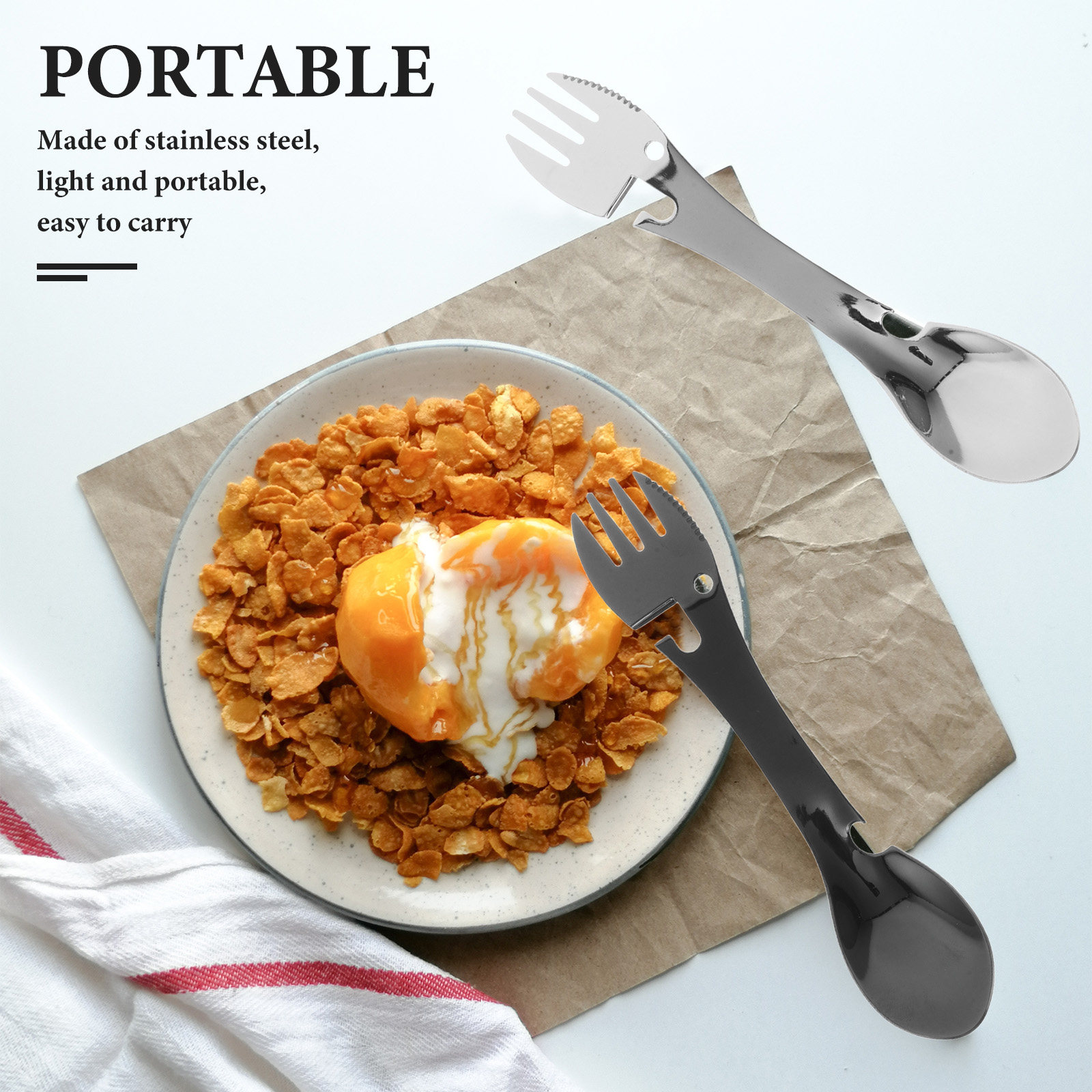 4Pcs Stainless Steel Multifunc - Camp Spork Set avis et prix