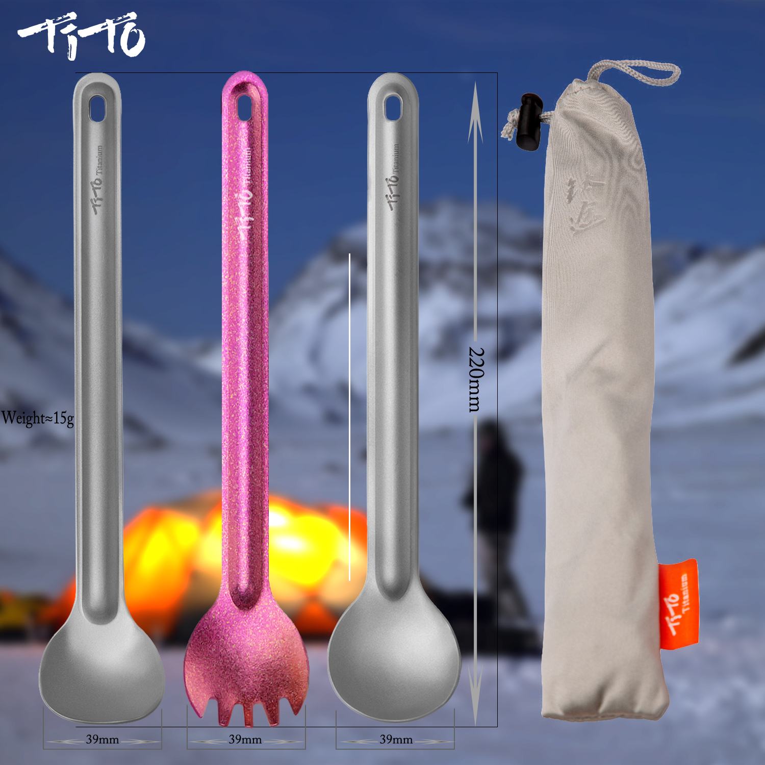 TiTo Titanium Spork Spoon Long - Camping Cooking Handle avis et prix