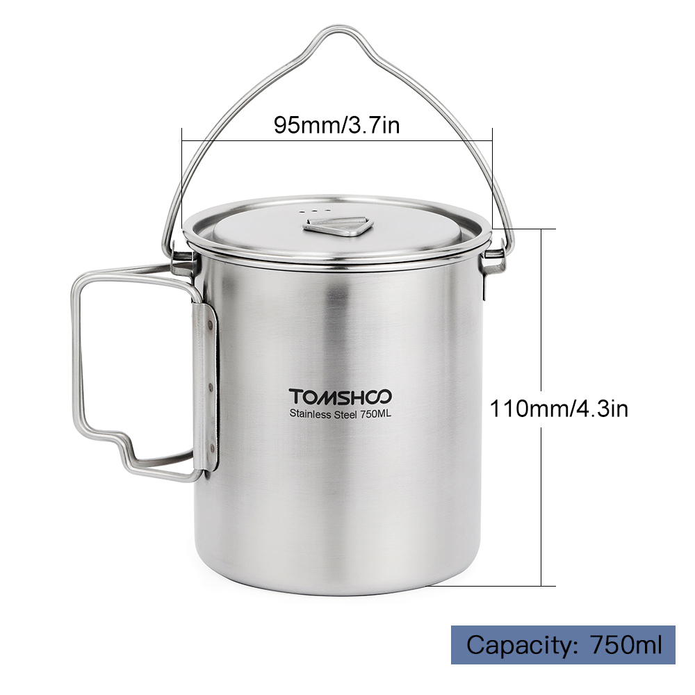 TOMSHOO 750ml Stainless Steel  - Camping Cooking Handle avis et prix