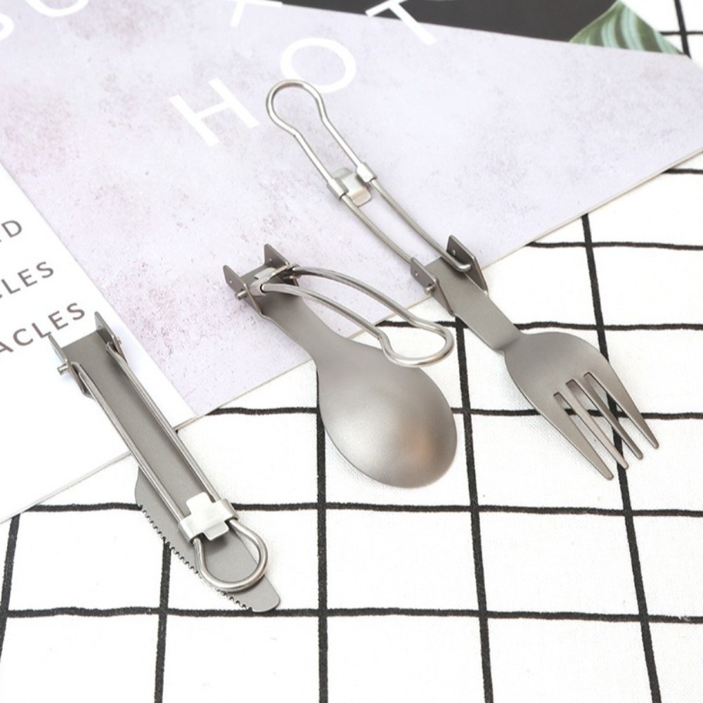Half Polished Titanium Folding - Camp Spork Set avis et prix