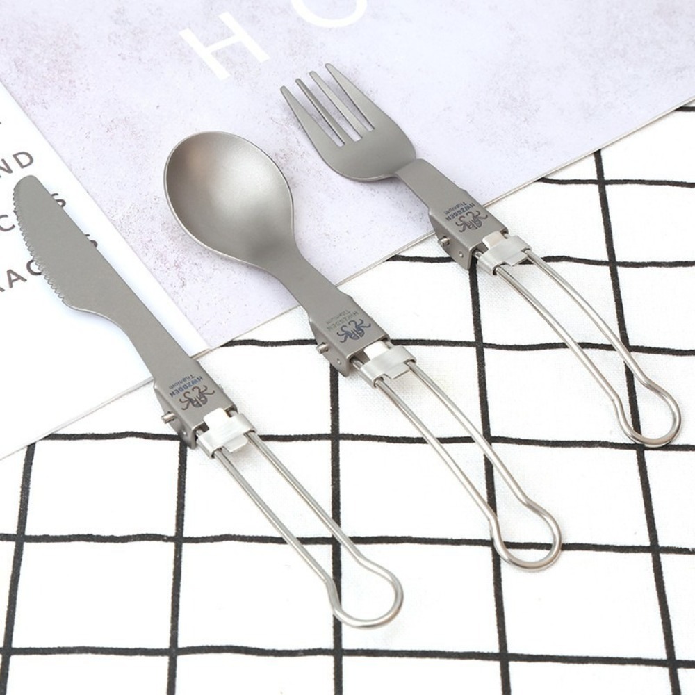 Half Polished Titanium Folding - Camp Spork Set avis et prix