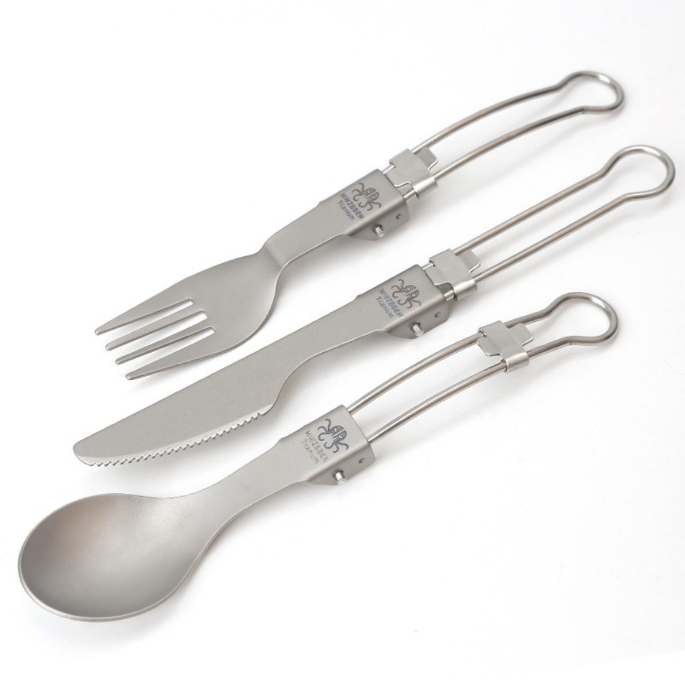 Half Polished Titanium Folding - Camp Spork Set avis et prix