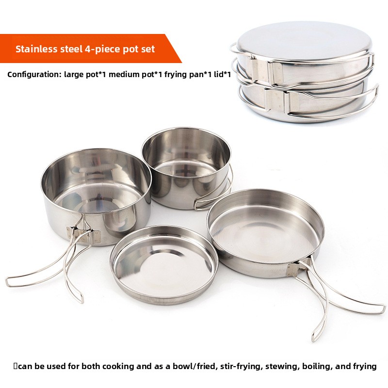 CLS 4-Piece Stainless Steel Ca - Camping Cooking And Dining Set avis et prix