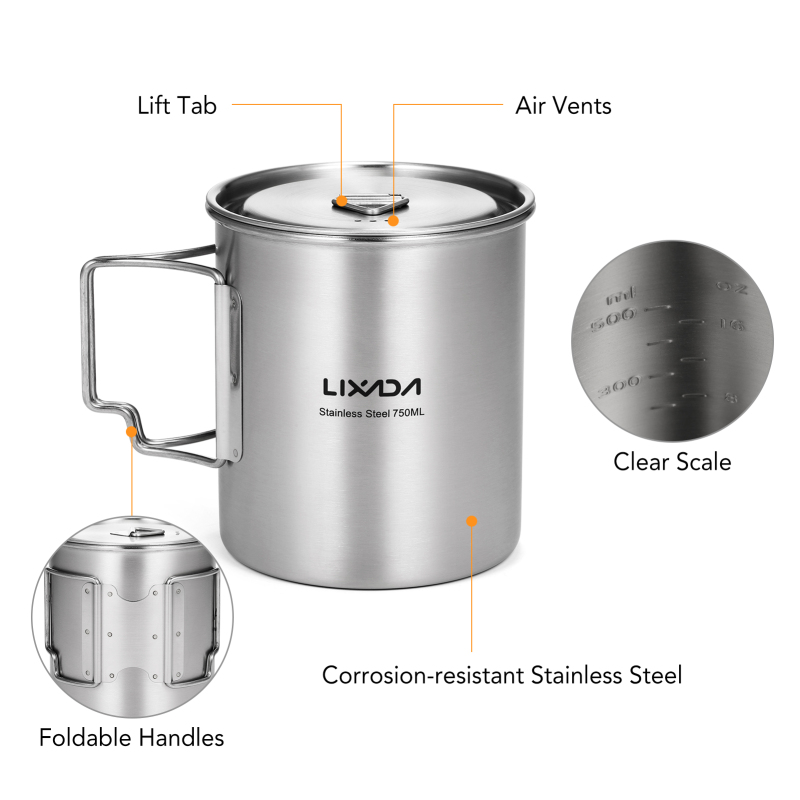 Lixada 750ml Cup Outdoor Stain - Camping Cooking Handle avis et prix