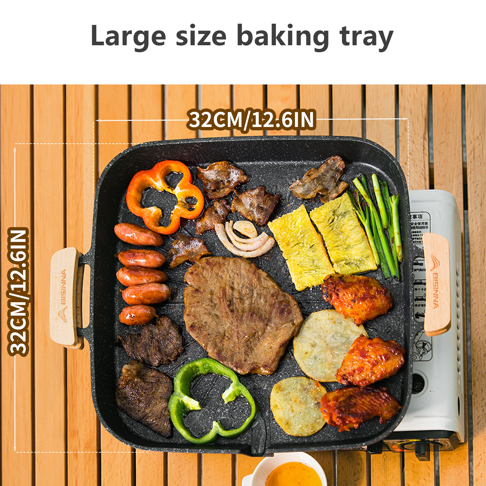BISINNA Square BBQ Grill Pan N - Camping Cooking Griddle avis et prix