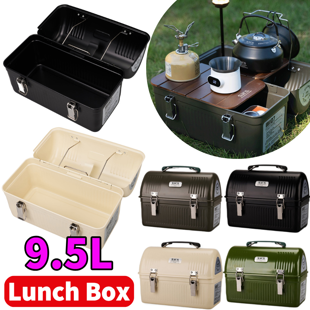 9.5L Vintage Metal Lunch Box w - Camping Cooking Box avis et prix