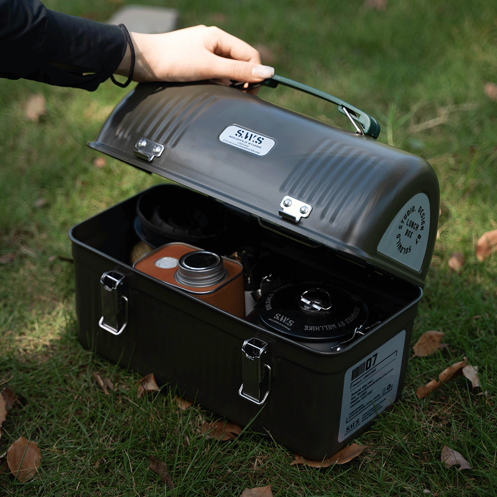 9.5L Vintage Metal Lunch Box w - Camping Cooking Box avis et prix